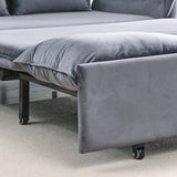 57" Modern Convertible Sofa Bed, Velvet Upholstered Loveseat Sofa