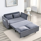 57" Modern Convertible Sofa Bed, Velvet Upholstered Loveseat Sofa