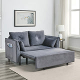 57" Modern Convertible Sofa Bed, Velvet Upholstered Loveseat Sofa