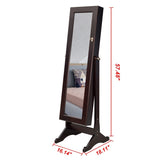 57''H Retro LED Mirror Cabinet Wood Flannel Jewelry Cabinet Armoire