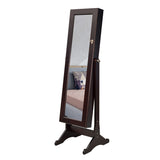 57''H Retro LED Mirror Cabinet Wood Flannel Jewelry Cabinet Armoire