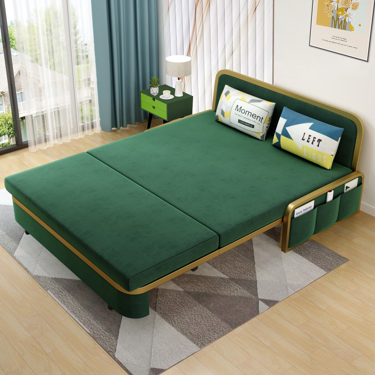 58.7" Armless Sofa Bed Pull Out Couch Convertible Sleeper Sofa with Storage - 58'7" x 28'7"
