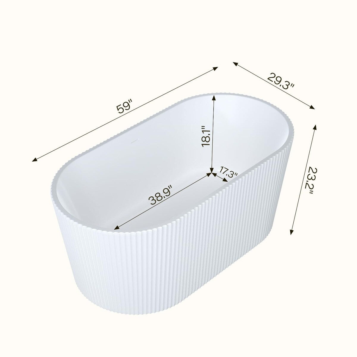 59/67" Acrylic Freestanding Bathtub