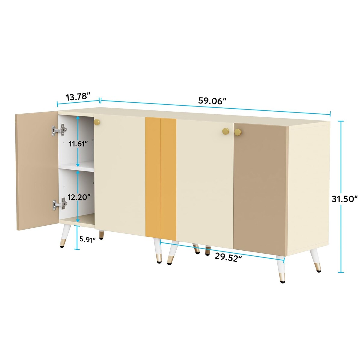 59 Inch Sideboard Buffet Cabinet - N/A