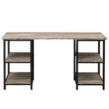 59 Inches Computer Desk Trestle Desk with Both Side 2-Tier Shelves