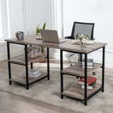 59 Inches Computer Desk Trestle Desk with Both Side 2-Tier Shelves