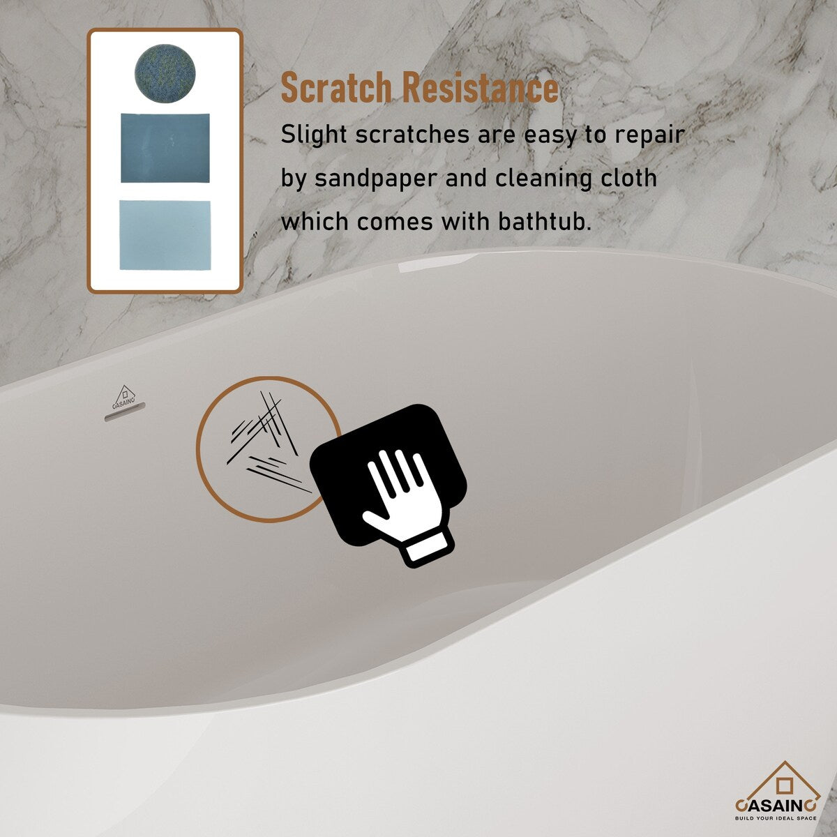59 in. 30 in. Stone Resin Solid Surface Soaking Bathtub in Glossy White with Standing Faucet in Brushed Nickel