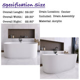 Acrylic Freestanding Flatbottom Soaking Bathtub in Glossy White
