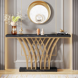 59 Inches Console Table,Gold and White Faux Marble Entryway Table