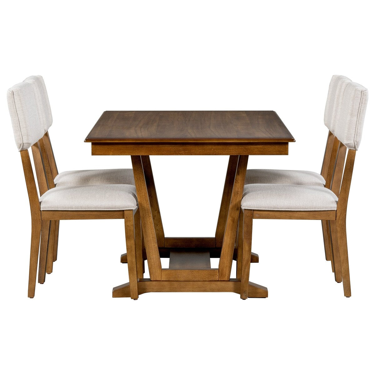 59-inch Dining Table Set with 4 Upholstered Chairs