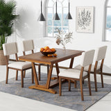 59-inch Dining Table Set with 4 Upholstered Chairs