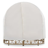 59.8" Daybed Outdoor Sunbed With Colorful Pillows, Wicker Patio Daybed With Curtain and Cushion, Floral Pattern, Beige