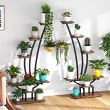 59.8"H Wood Rectangular Multi-Tiered Indoor Plant Stand with 6-Tier Shelf and Hooks(Pack of 2)