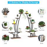 59.8"H Wood Rectangular Multi-Tiered Indoor Plant Stand with 6-Tier Shelf and Hooks(Pack of 2)