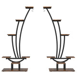 59.8"H Wood Rectangular Multi-Tiered Indoor Plant Stand with 6-Tier Shelf and Hooks(Pack of 2)