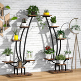 59.8"H Wood Rectangular Multi-Tiered Indoor Plant Stand with 6-Tier Shelf and Hooks(Pack of 2)