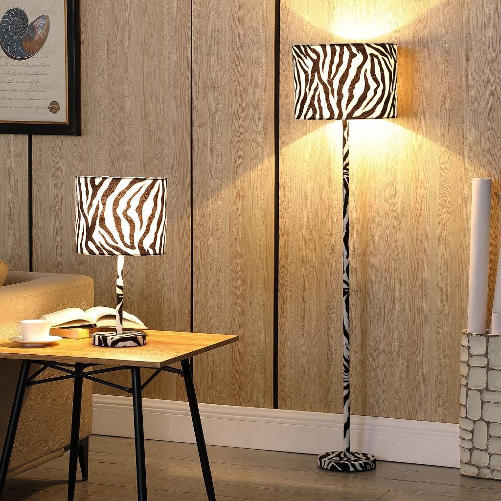 59" Mod Black and White Faux Zebra Floor Lamp - Extra Large