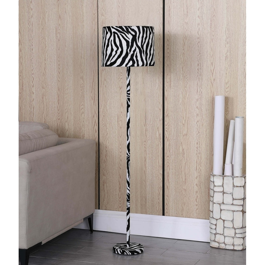59" Mod Black and White Faux Zebra Floor Lamp - Extra Large