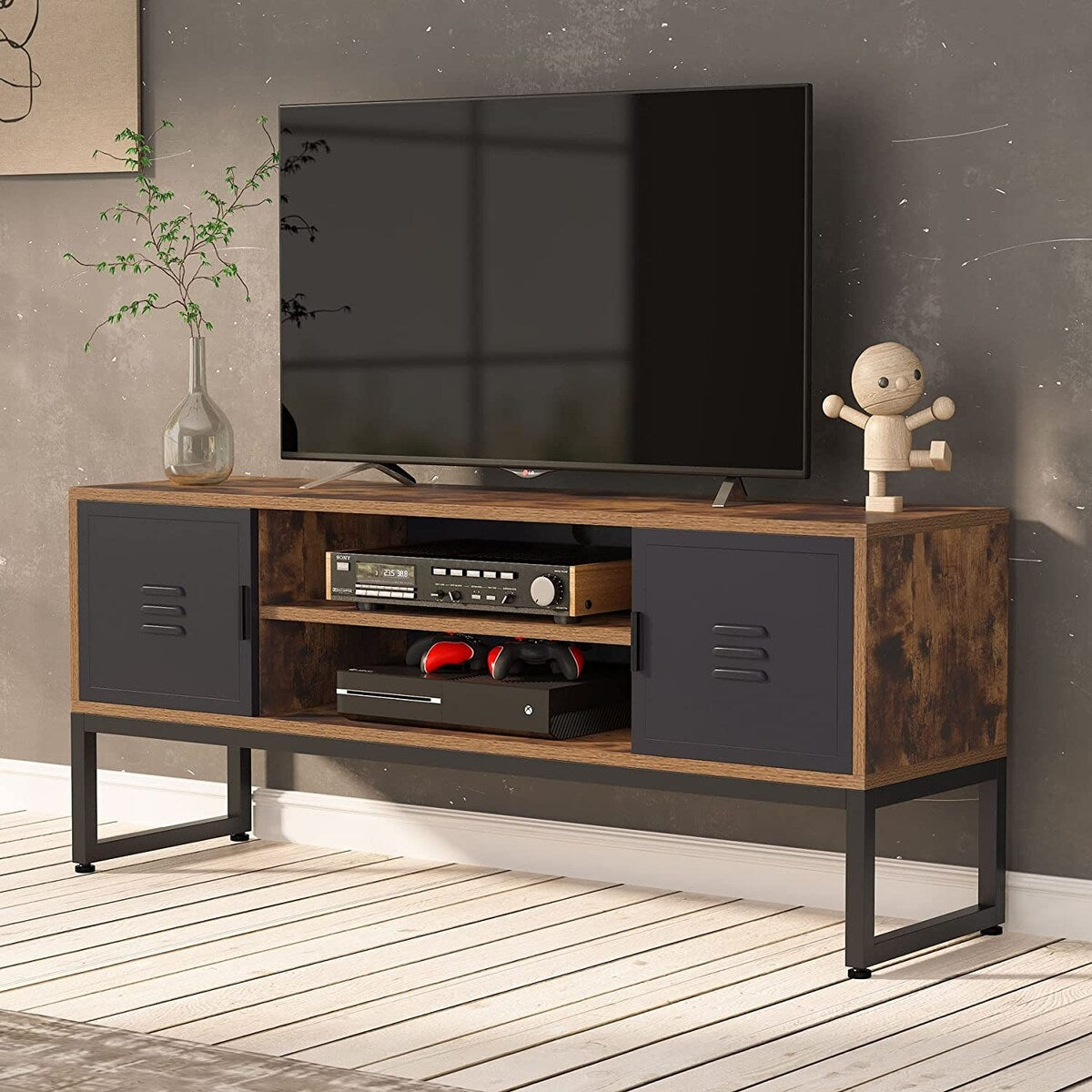 59" TV Stand for TVs Up to 65 Inches, Entertainment Center with Storage Cabinet