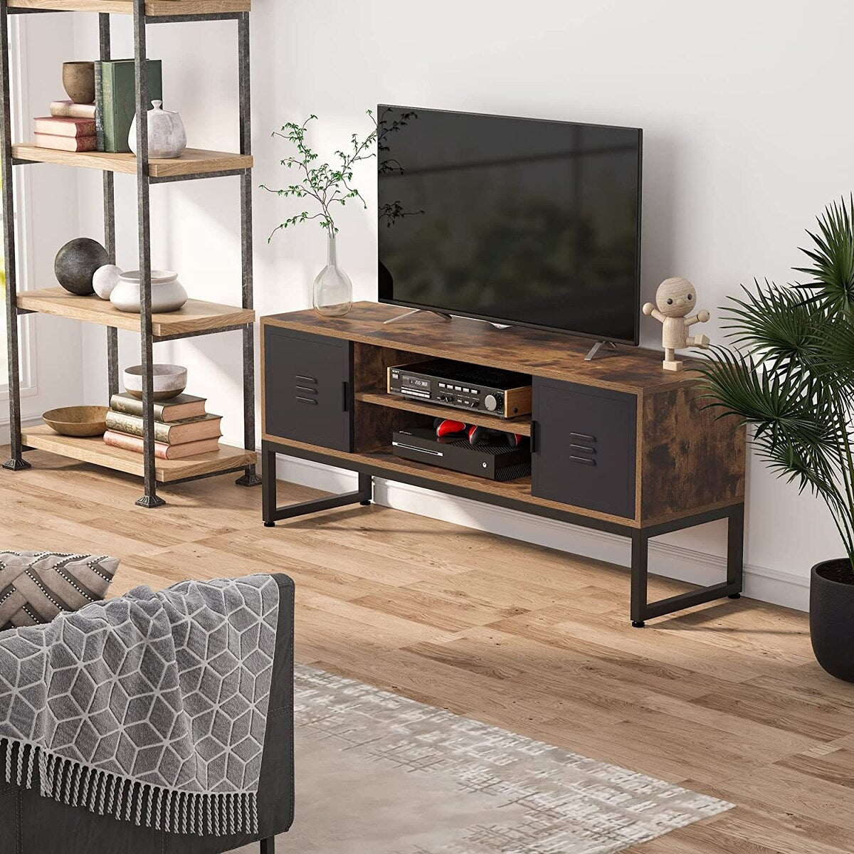 59" TV Stand for TVs Up to 65 Inches, Entertainment Center with Storage Cabinet