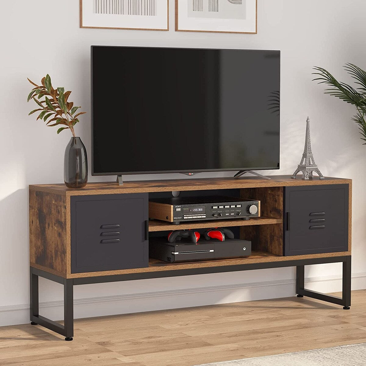59" TV Stand for TVs Up to 65 Inches, Entertainment Center with Storage Cabinet
