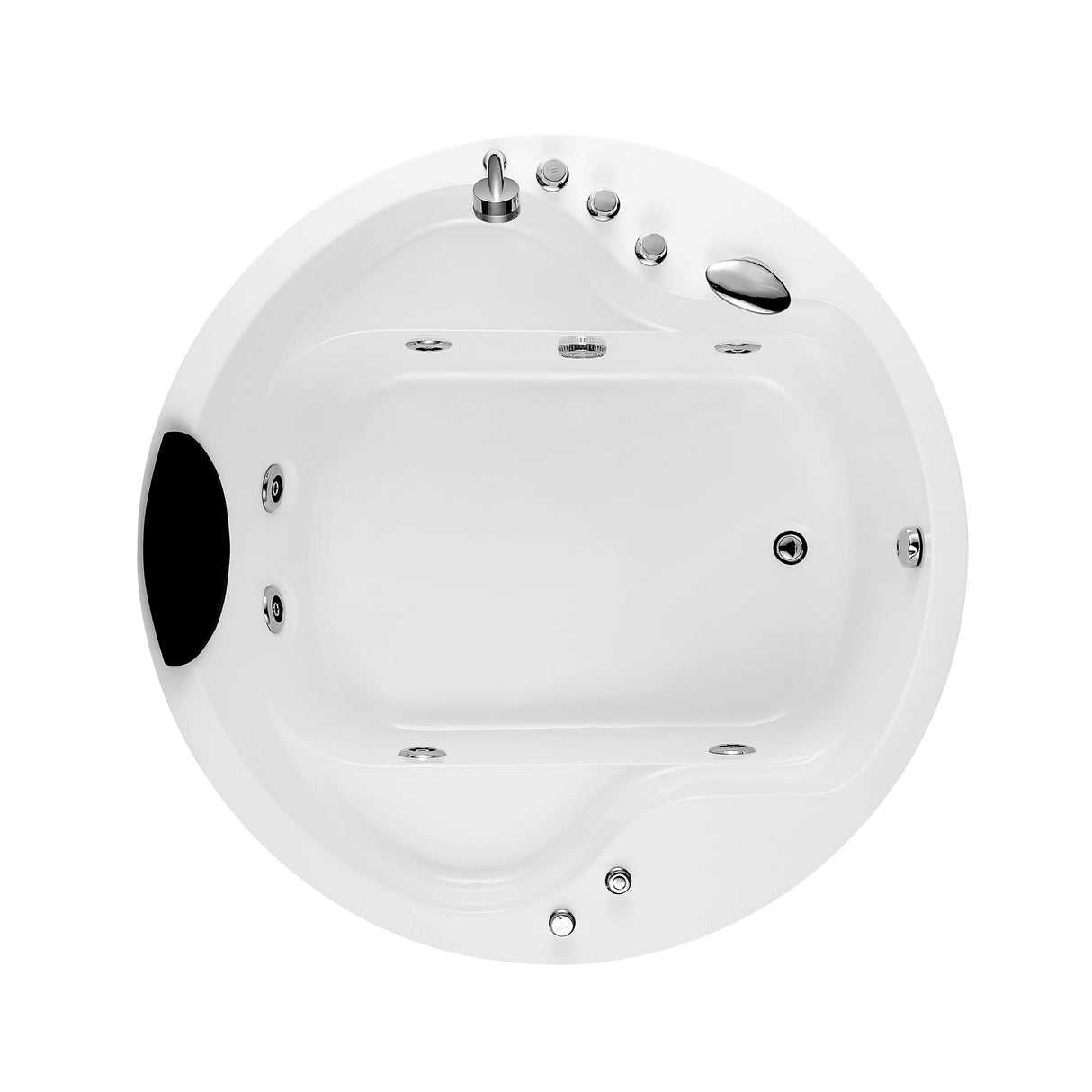 59" X 59" Acrylic Round Whirlpool Bathtub - 6 Water Jets - Right Side Drain