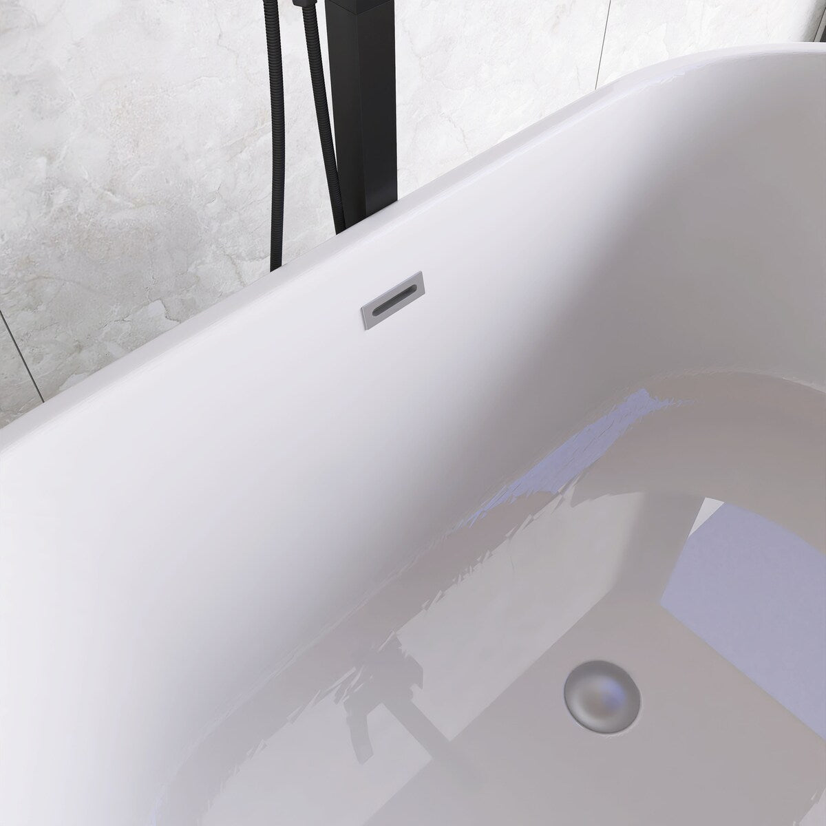 59" x 31" Acrylic Freestanding Soaking Bathtub in White - 59" x 31"