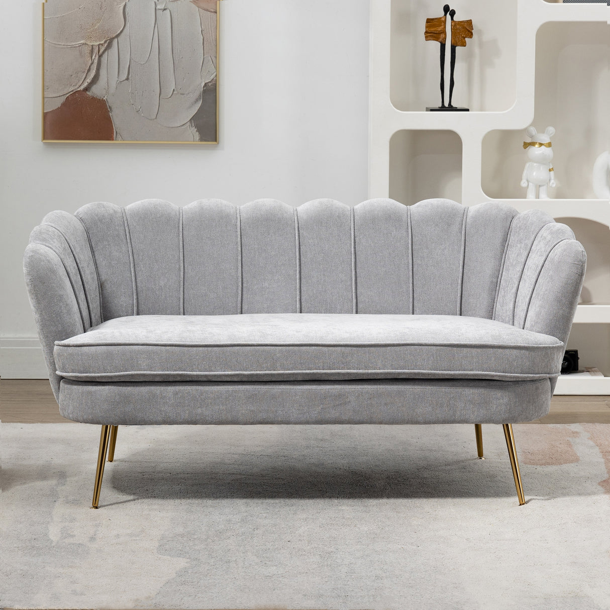 59"W Mid-century Modern Tufted Loveseat Upholstered Sofa