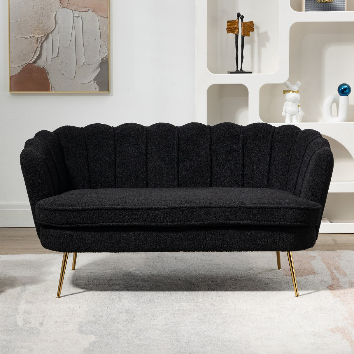 59"W Mid-century Modern Tufted Loveseat Upholstered Sofa