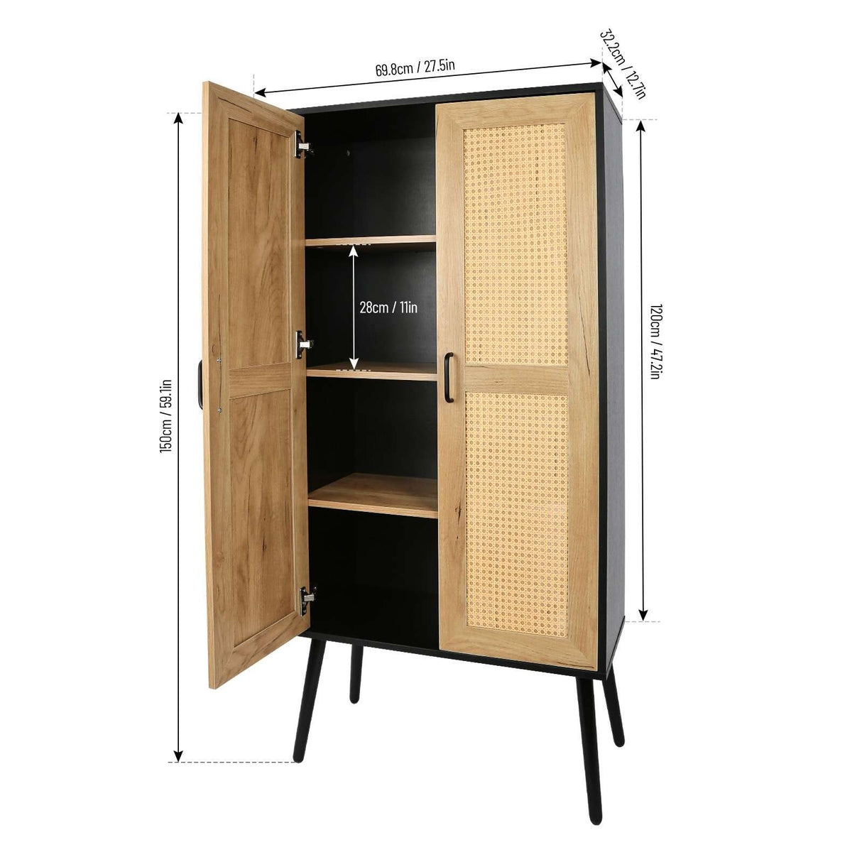 59'' Tall Rustic Farmhouse Storage Cabinet