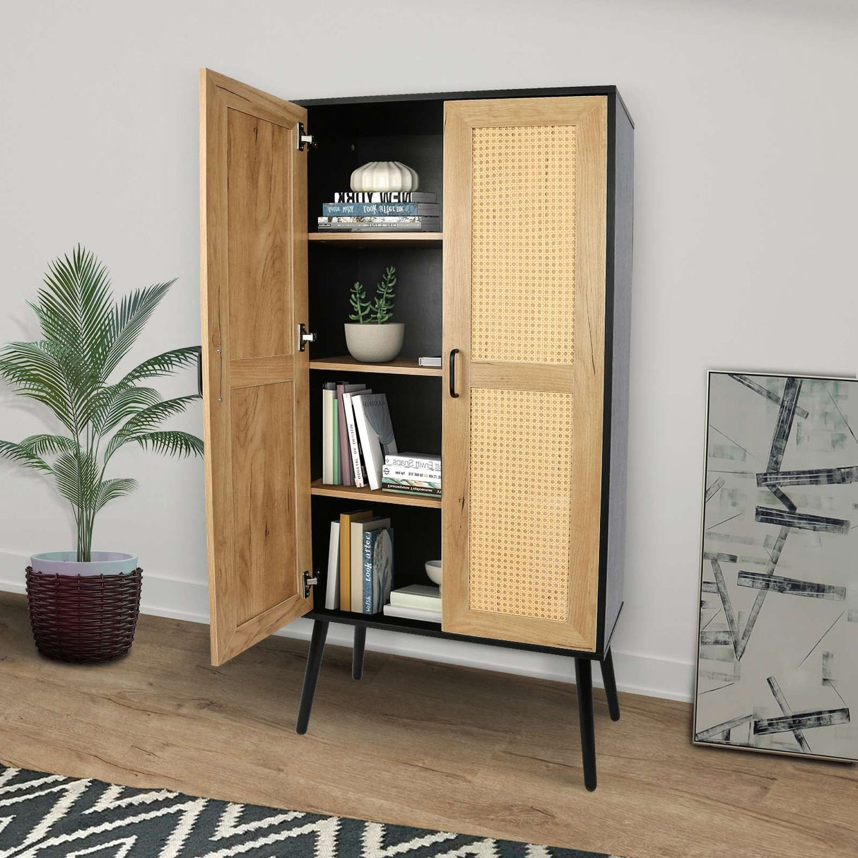 59'' Tall Rustic Farmhouse Storage Cabinet
