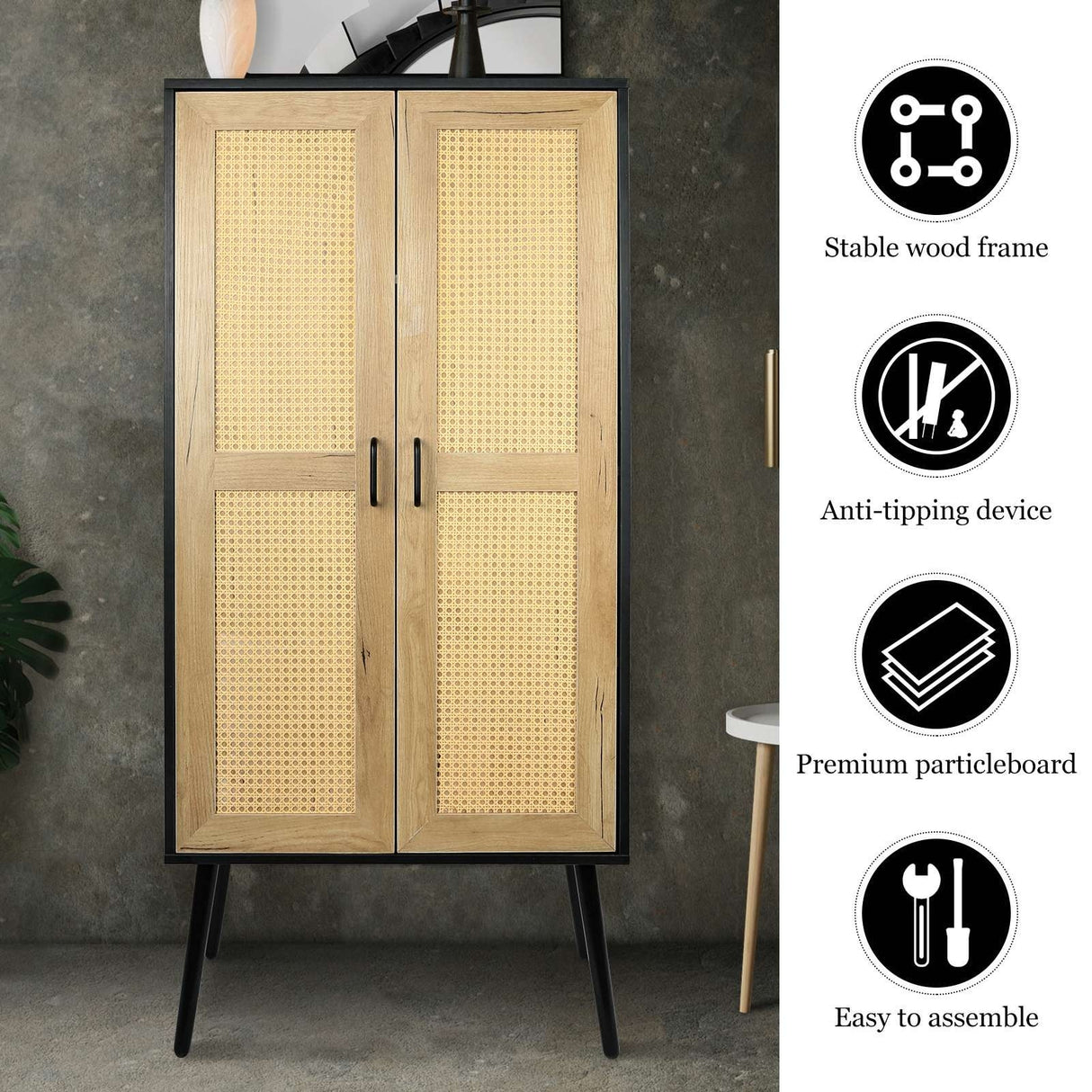 59'' Tall Rustic Farmhouse Storage Cabinet