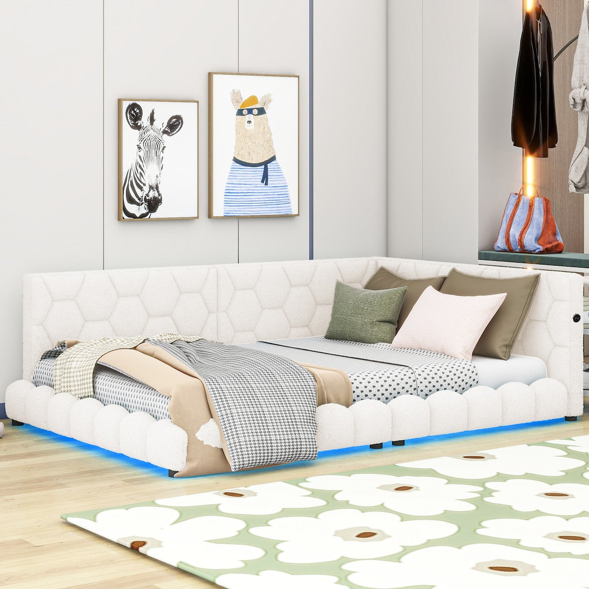 [LED Design] Kid-Friendly Design Full Size Platform Bed Kids Bed