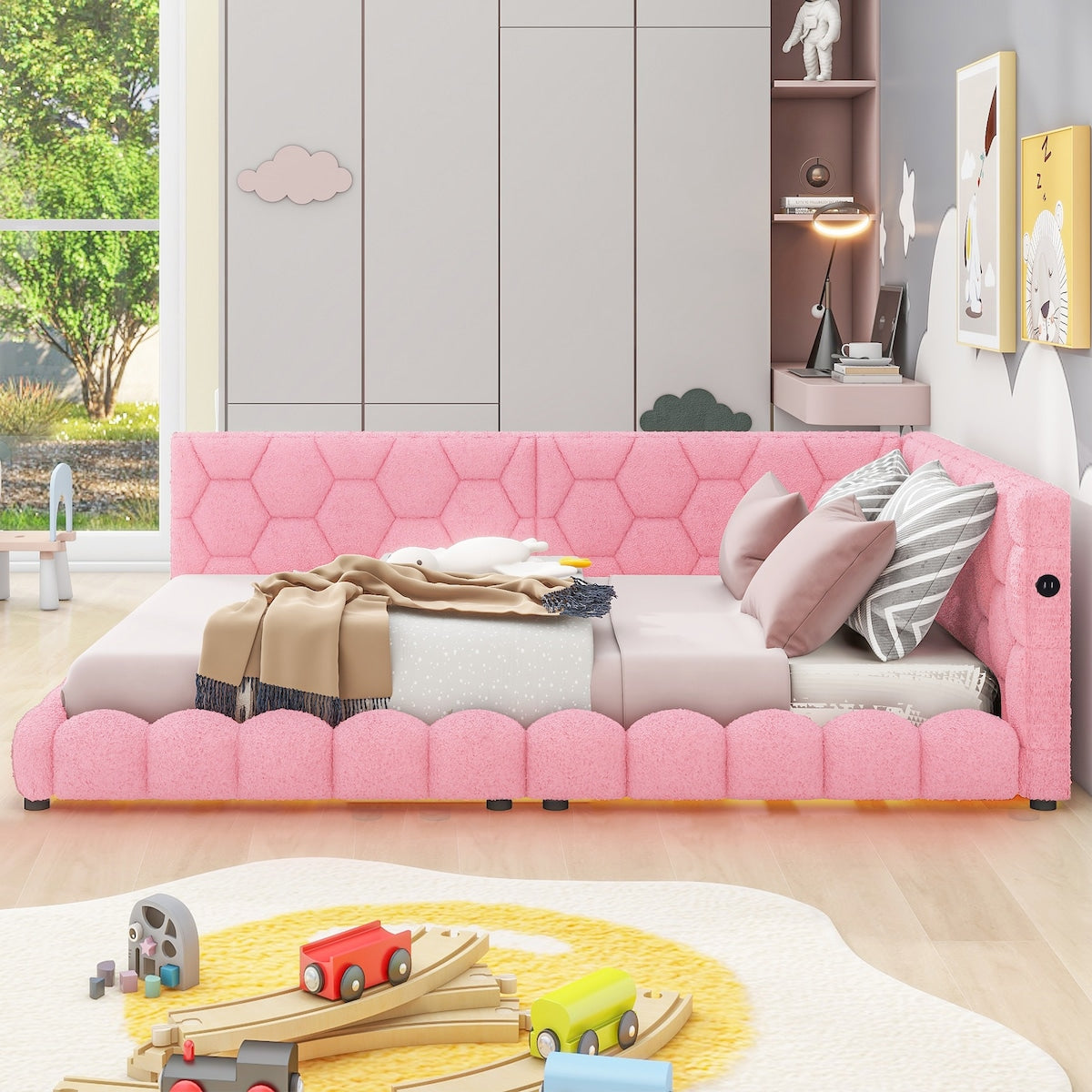 [LED Design] Kid-Friendly Design Full Size Platform Bed Kids Bed