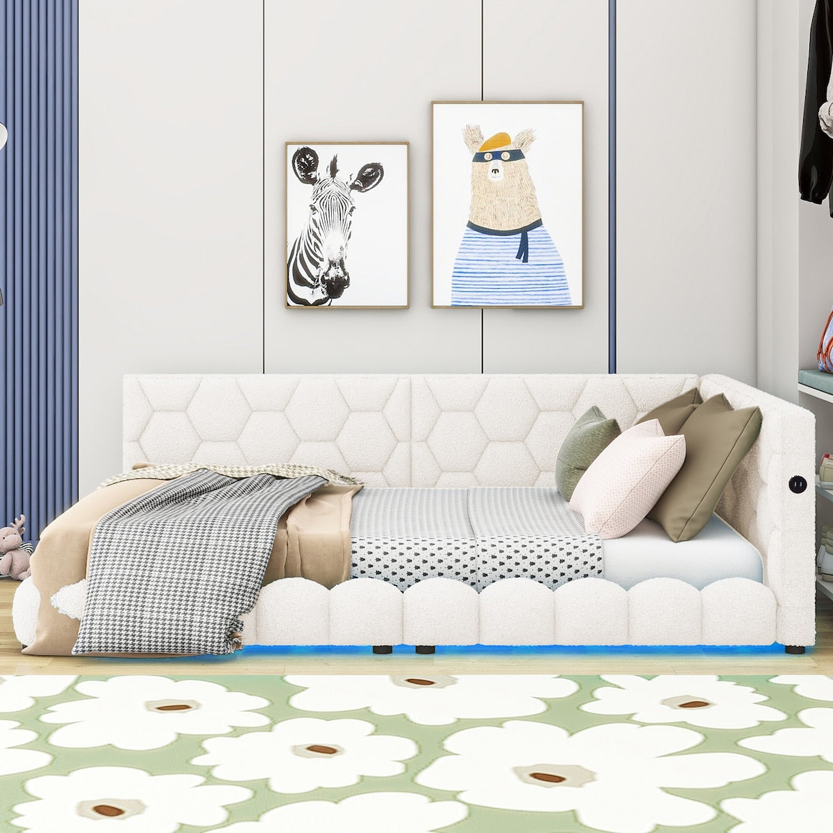 [LED Design] Kid-Friendly Design Full Size Platform Bed Kids Bed