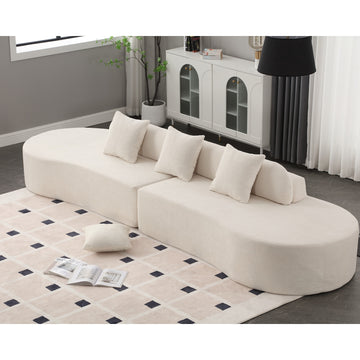 [NEW ARRIVED] [VIDEO PROVIDED] Modern curved combination sofa, terrycloth fabric sofa, minimalist sofa in living room, apartment