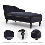 [New+Video] 58''Velvet Chaise Lounge - 26.50 x 58.00 x 28.60
