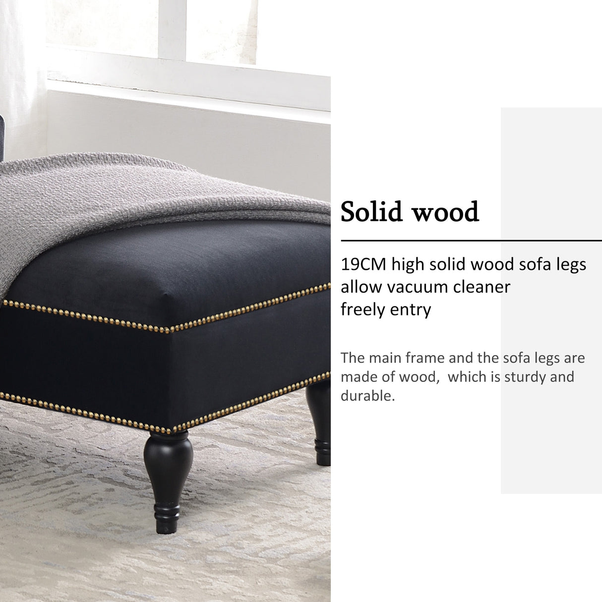 [New+Video] 58''Velvet Chaise Lounge - 26.50 x 58.00 x 28.60
