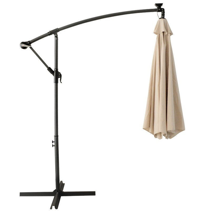 Patio Offset Lighted Hanging Cantilever Umbrella for Backyard