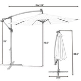 Patio Offset Lighted Hanging Cantilever Umbrella for Backyard