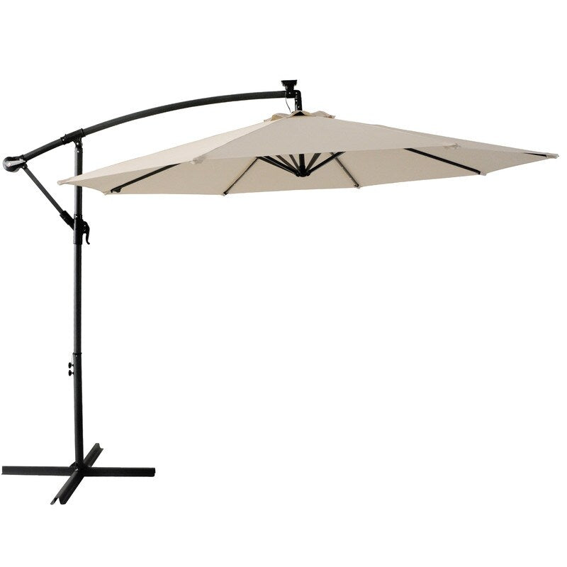 Patio Offset Lighted Hanging Cantilever Umbrella for Backyard