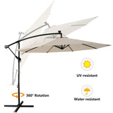 Patio Offset Lighted Hanging Cantilever Umbrella for Backyard