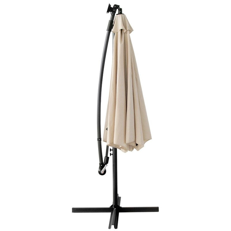 Patio Offset Lighted Hanging Cantilever Umbrella for Backyard