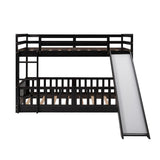 [Presale] Twin Over Twin Bunk Bed with Slide&Ladder&Elegance Guardrail, Espresso