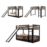 [Presale] Twin Over Twin Bunk Bed with Slide&Ladder&Elegance Guardrail, Espresso