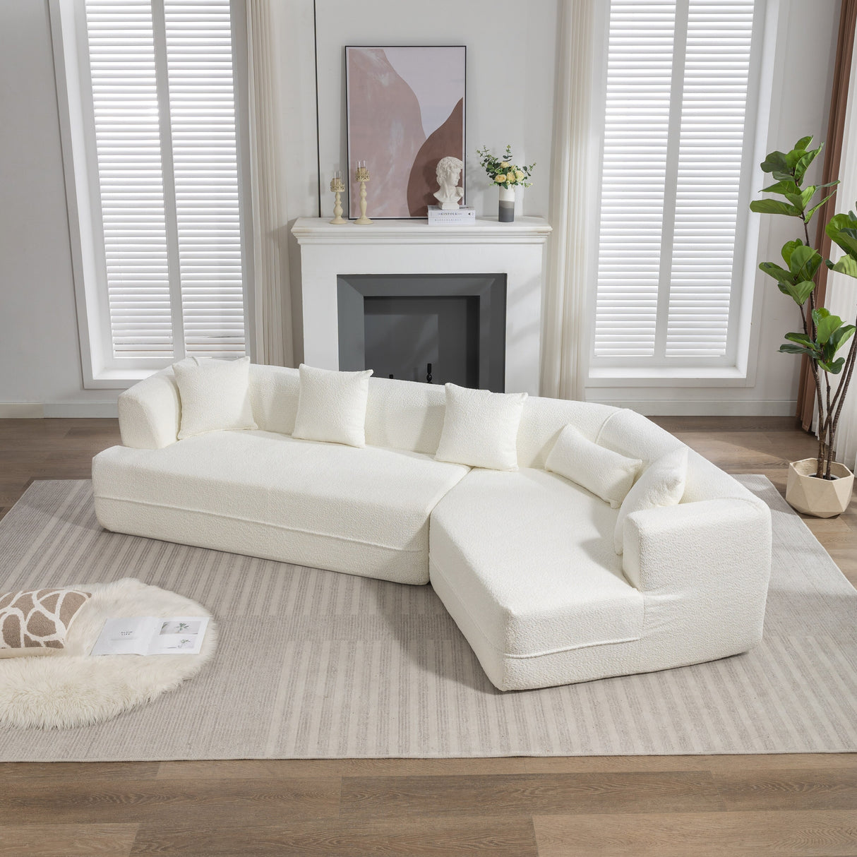 [VIDEO PROVIDED] Modular Living room sofa set, modern minimalist style sofa, salon upholstered sleeper sofa, 2 PC free combinati