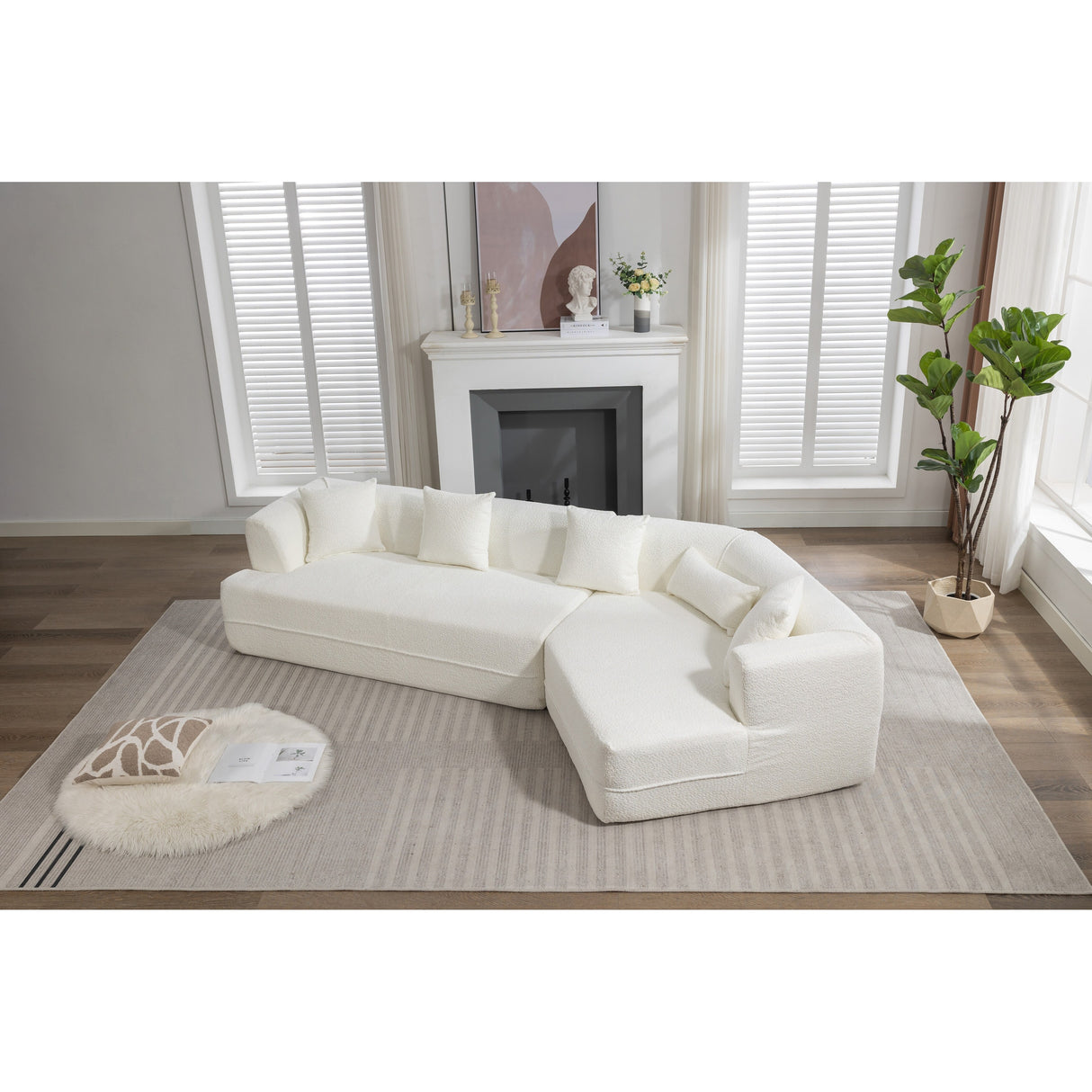 [VIDEO PROVIDED] Modular Living room sofa set, modern minimalist style sofa, salon upholstered sleeper sofa, 2 PC free combinati