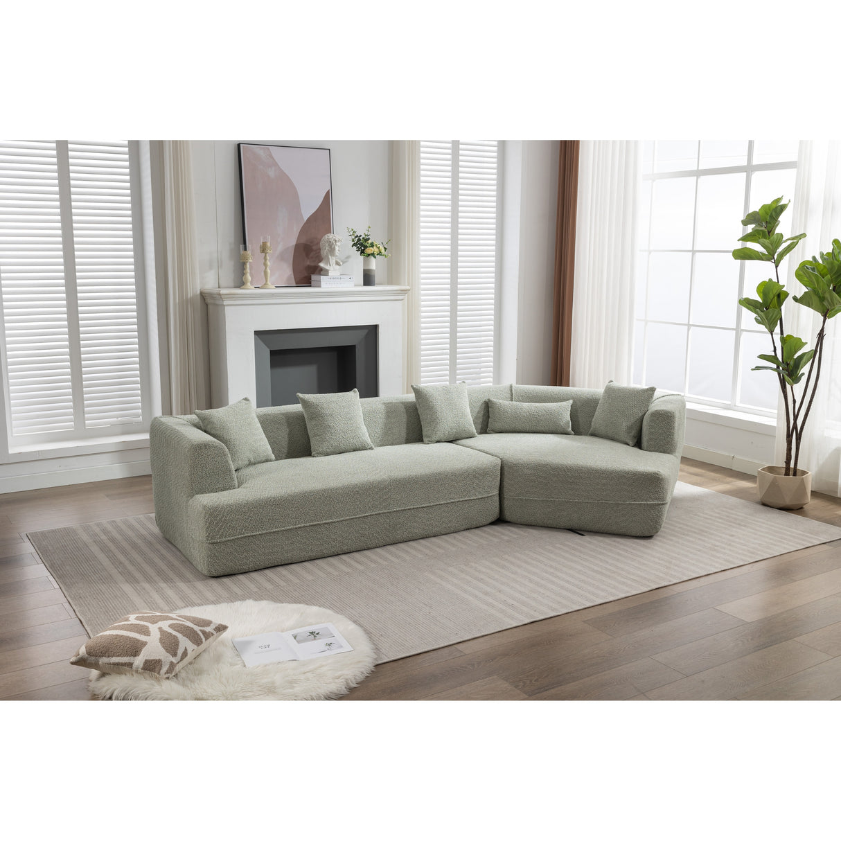 [VIDEO PROVIDED] Modular Living room sofa set, modern minimalist style sofa, salon upholstered sleeper sofa, 2 PC free combinati