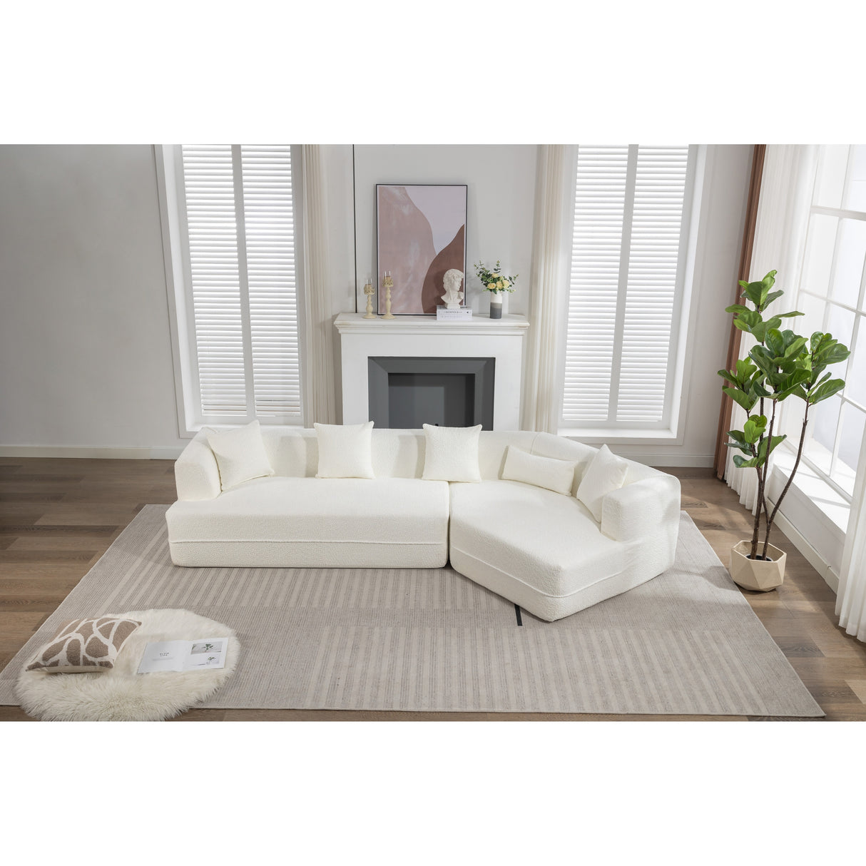 [VIDEO PROVIDED] Modular Living room sofa set, modern minimalist style sofa, salon upholstered sleeper sofa, 2 PC free combinati