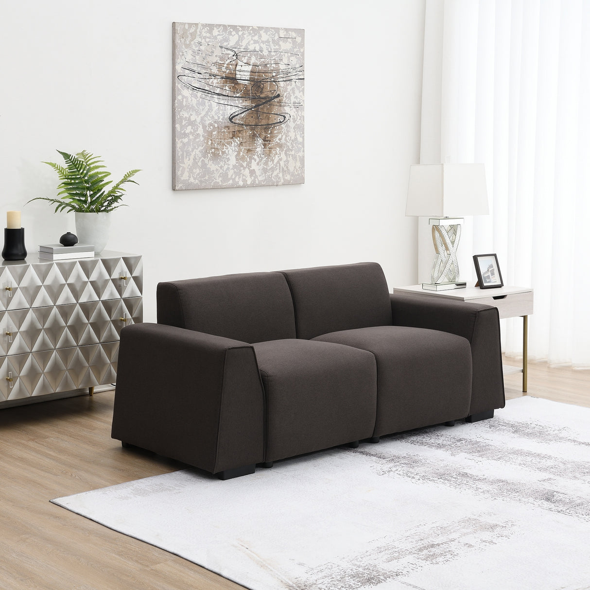 [VIDEO provided] [New] 71*35.5" Modern Linen Fabric Sofa,Stylish and Minimalist 2-3 Seat Couch,Easy to Install,Exquisite Lovesea